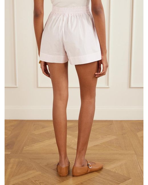 Suzie Kondi Natural Striped Cotton-Poplin Shorts