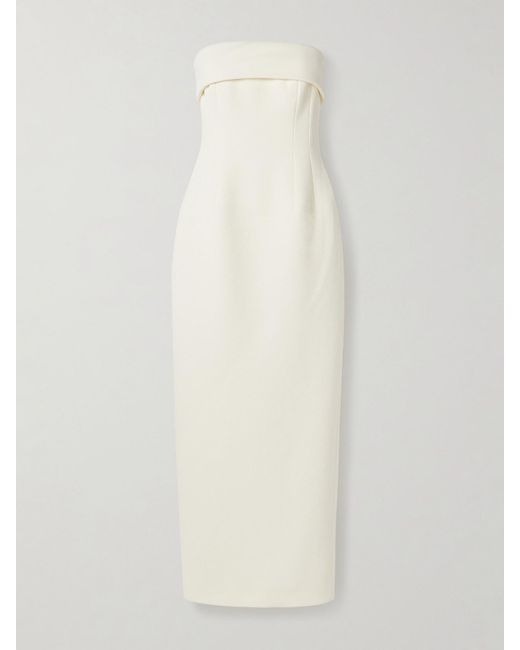 Emilia Wickstead White Keeley Strapless Cloqué Maxi Dress