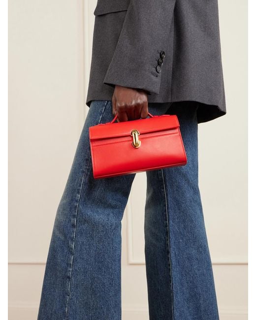 SAVETTE Red Symmetry Pochette Leather Tote