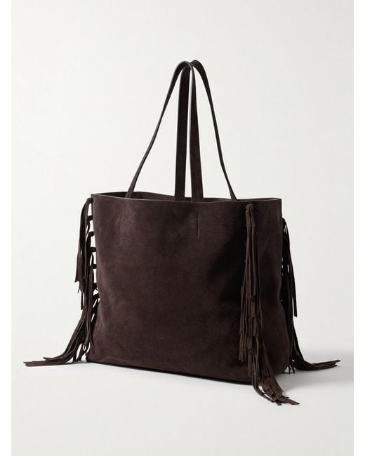 Nili Lotan Black Joni Fringed Suede Tote
