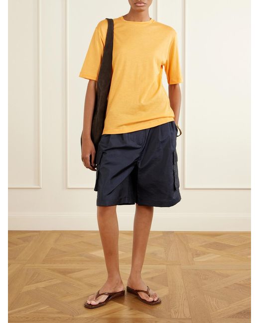 Tibi Blue Stella Shell Cargo Shorts