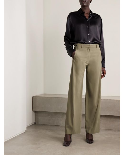 The Row Natural Elowyn Wool-Gabardine Straight-Leg Pants