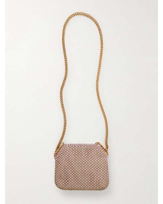 Sac Porté Épaule En Satin À Cristaux Falabella Tiny Stella McCartney en coloris Natural
