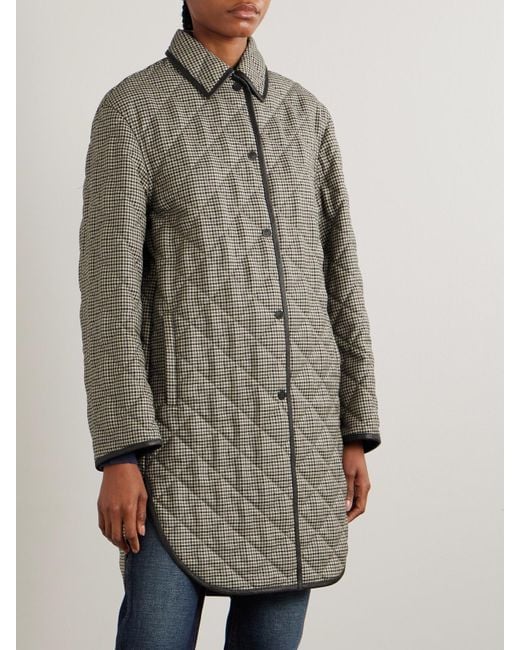 James Purdey & Sons Gray Abbot Textured Leather-Trimmed Houndstooth Quilted Wool Jacket