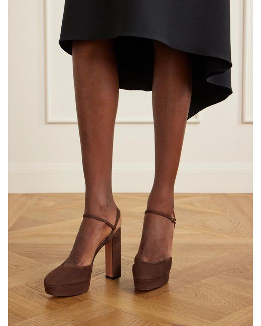 Aquazzura Brown Amira 110 Suede Platform Pumps
