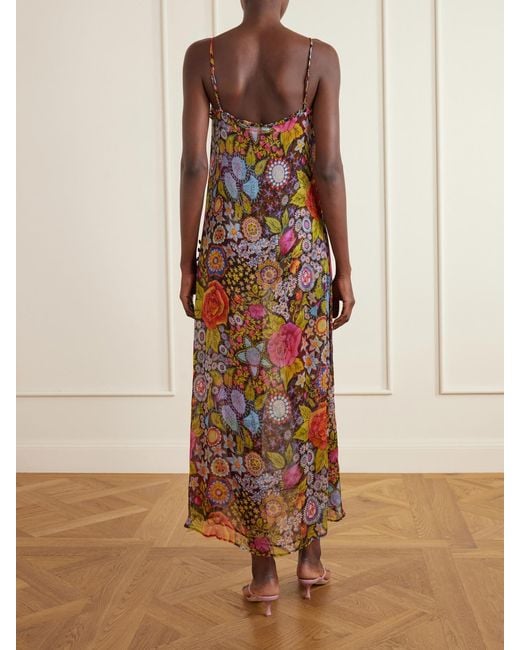 Alix Of Bohemia White Athens Bloom Mirage Floral-Print Crepon Midi Dress