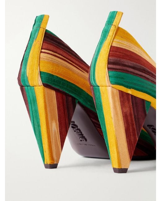 Loewe Multicolor Origami 85 Striped Suede Pumps