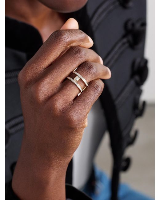 Mateo Natural Le Double Bar Ring Aus 14 Karat Mit Diamanten