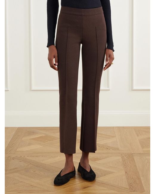 High Sport Brown Geo Kick Cotton-Blend Cropped Flared Pants