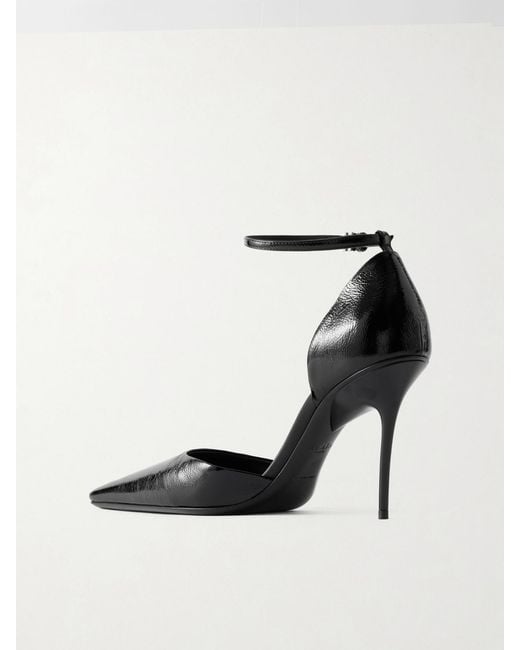 Alaïa White D'Orsay 90 Glossed Textured-Leather Pumps