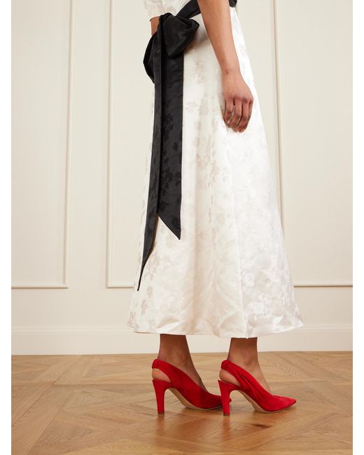 Gabriela Hearst Red Amari 90 Ruched Suede Slingback Pumps