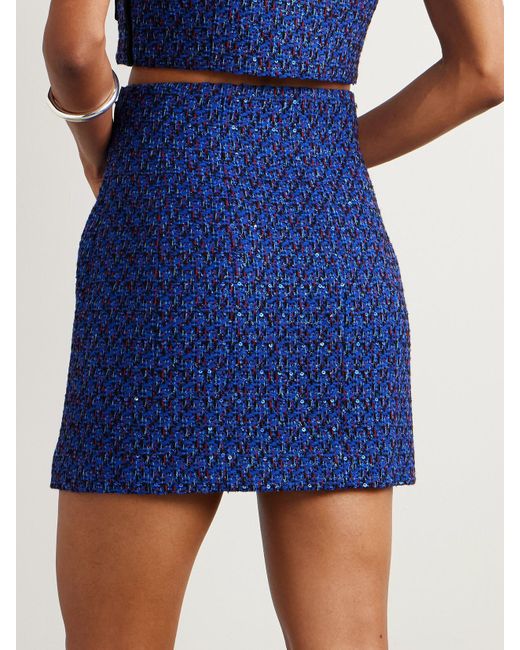 Alessandra Rich Blue Minirock Aus Tweed Mit Pailletten