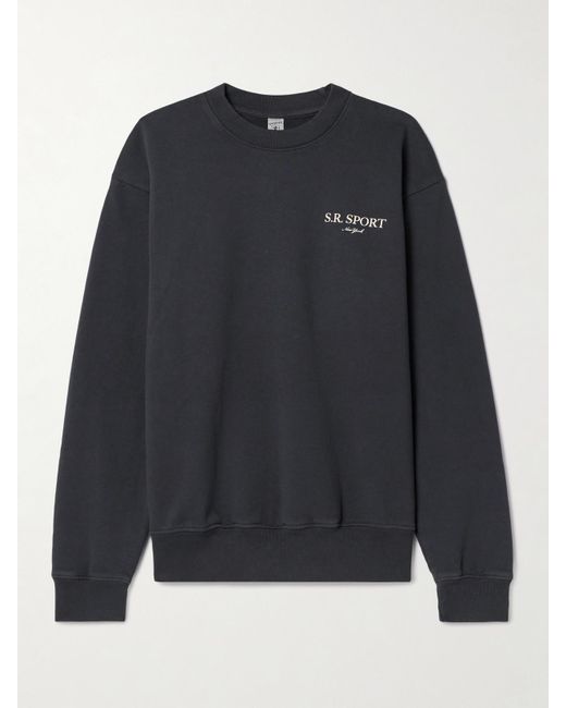 Sporty & Rich Blue Printed Cotton-Jersey Sweatshirt