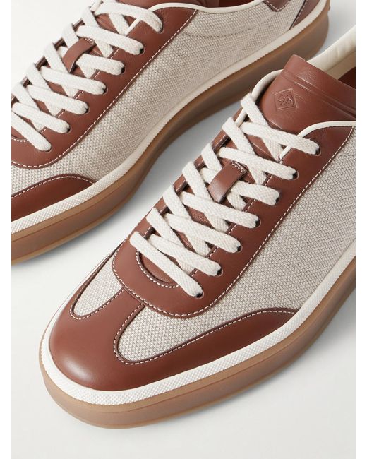 Loro Piana Multicolor Tennis Walk Leather-Trimmed Canvas Sneakers