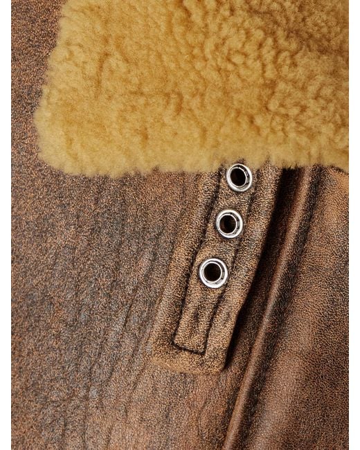 Khaite Brown Sandor Shearling-Trimmed Leather Jacket