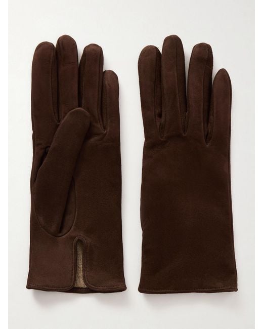 Nour Hammour Brown Suede Gloves