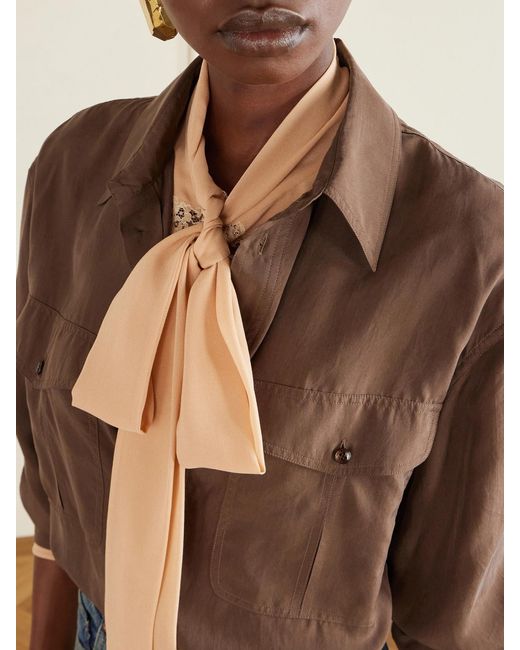 Saint Laurent Brown Silk Habotai Shirt