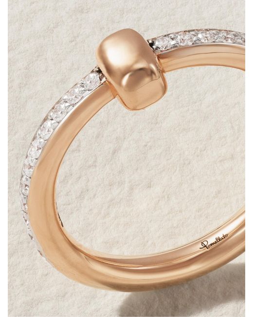 Pomellato Natural Together 18-Karat Rose, Rhodium-Plated And Diamond Ring