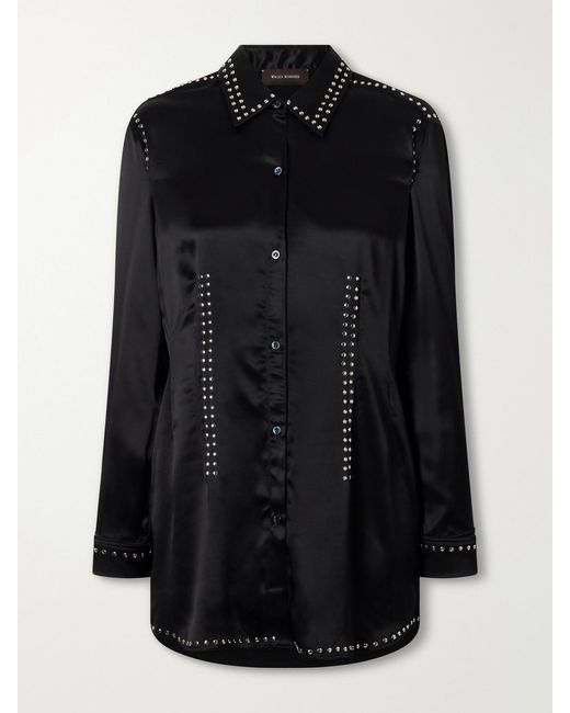 Wales Bonner Black Mystic Studded Satin Shirt