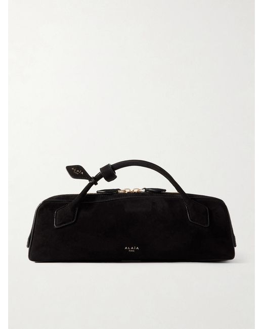 Alaïa Black Le Teckel Leather-Trimmed Suede Clutch
