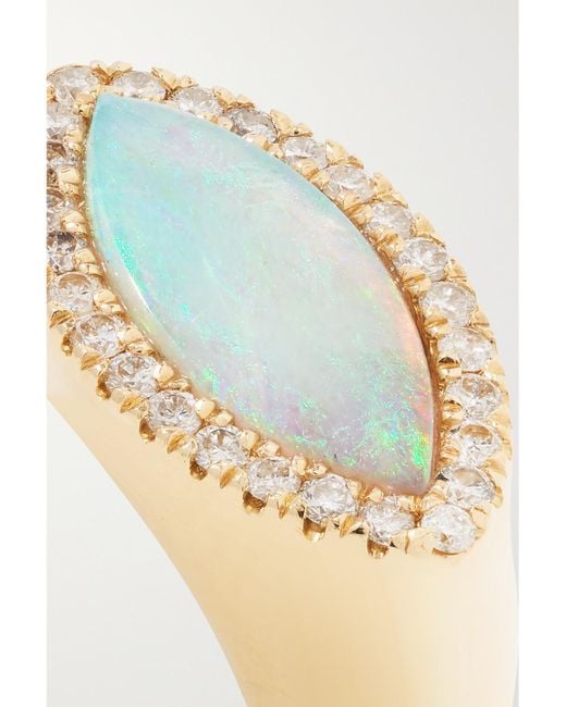 Jacquie Aiche Metallic 14-Karat, Opal And Diamond Signet Ring
