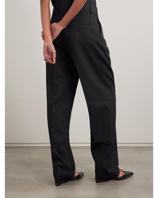 Totême Blue Pleated Twill Straight-Leg Pants