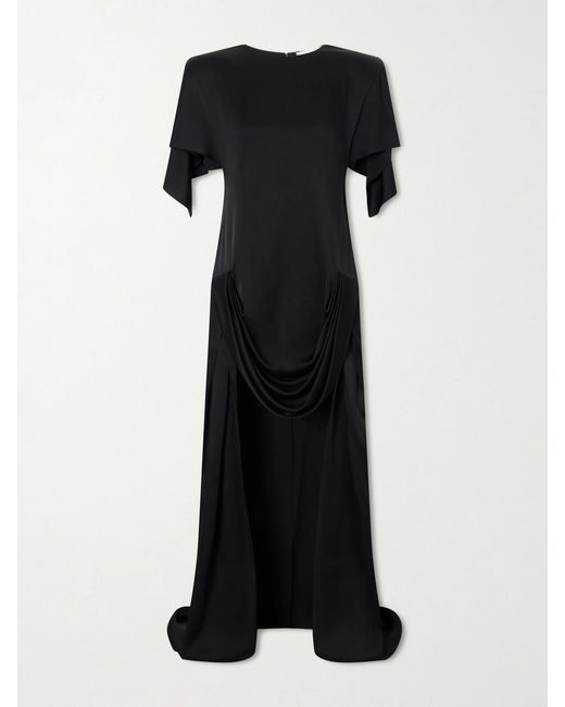 Stella McCartney Black Gathered Satin Mini Dress