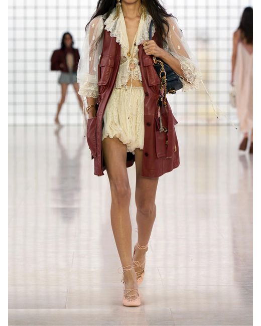 Chloé Purple Buckled Leather Vest