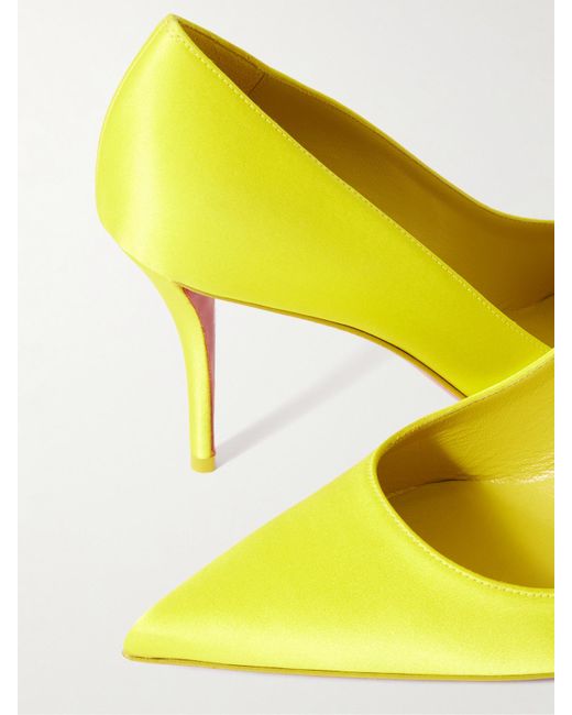 Christian Louboutin Yellow Apostropha 80 Satin Pumps