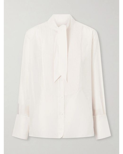 Twp Natural The Quiet Type Pussy-Bow Cotton And Silk-Blend Shirt