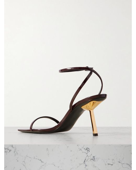 Saint Laurent White Lee Sandalen Aus Lackleder