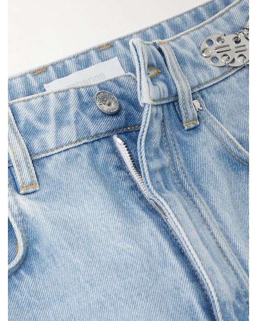 Rabanne Blue Embellished High-Rise Wide-Leg Jeans