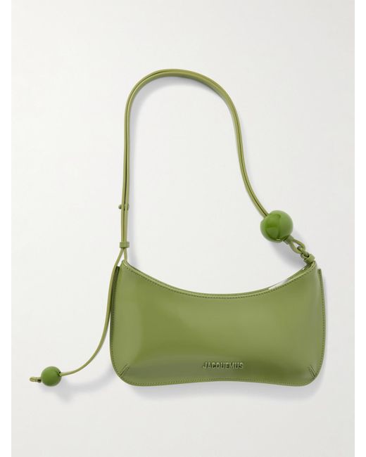 Jacquemus Green Le Bisou Perle Embellished Leather Shoulder Bag