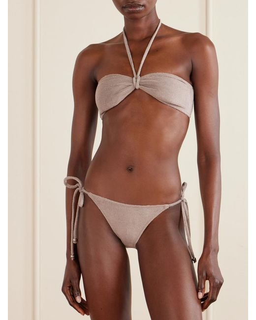 Lisa Marie Fernandez Natural Cotton-Blend Terry Bandeau Bikini