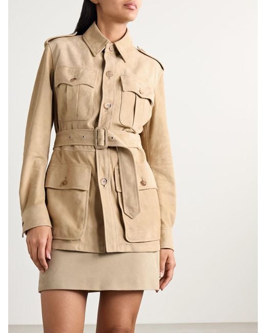 Ralph Lauren Natural Gabbie Jacke Aus Veloursleder Mit Gürtel