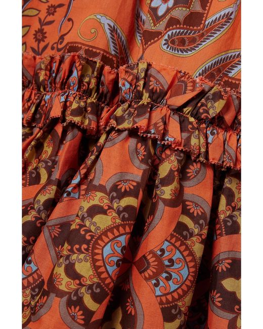 Cara Cara Orange Harper Tiered Printed Cotton-Voile Mini Dress