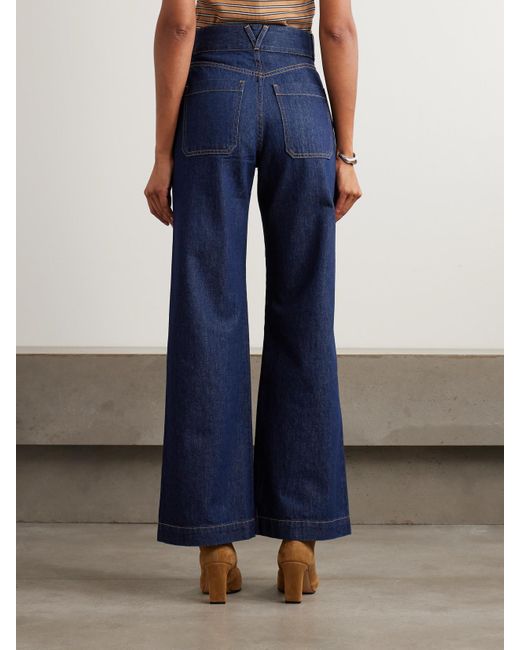 Veronica Beard Blue Taylor Hoch Sitzende Jeans Mit Weitem Bein