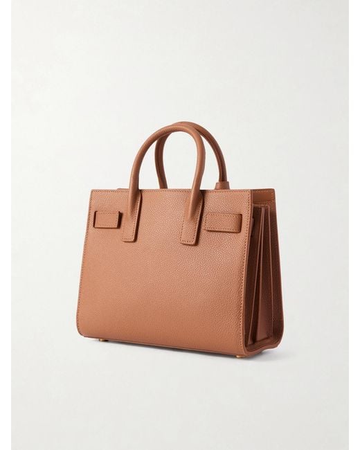 Saint Laurent Brown Sac De Jour Nano Textured-Leather Tote
