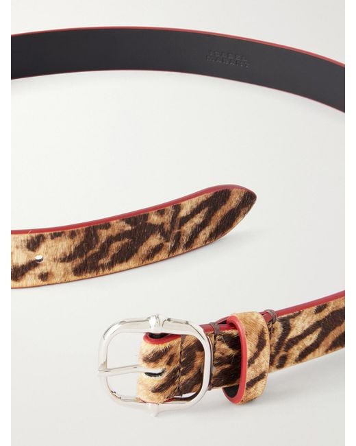 Isabel Marant Multicolor Depson-Gd Leopard-Print Calf Hair Belt