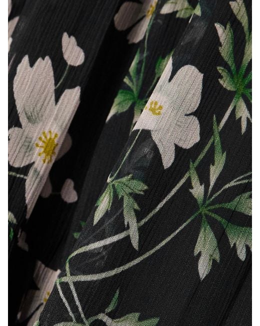 Sea Black Elizabeth Tiered Lace-Trimmed Floral-Print Crepon Midi Dress