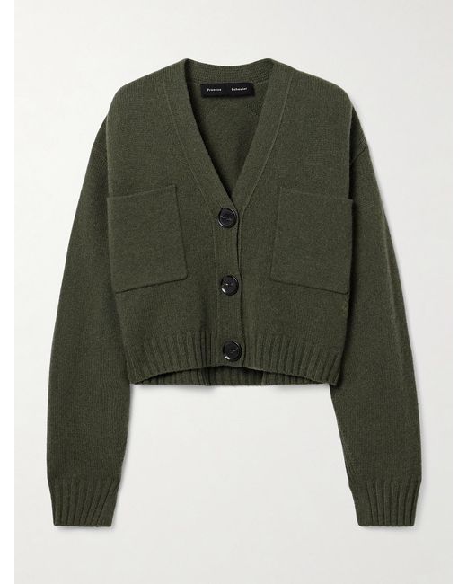 Proenza Schouler Green Sofia Cropped Cashmere And Wool-Blend Cardigan