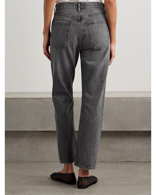 Agolde Gray '90S Pinch Waist Cropped High-Rise Straight-Leg Jeans