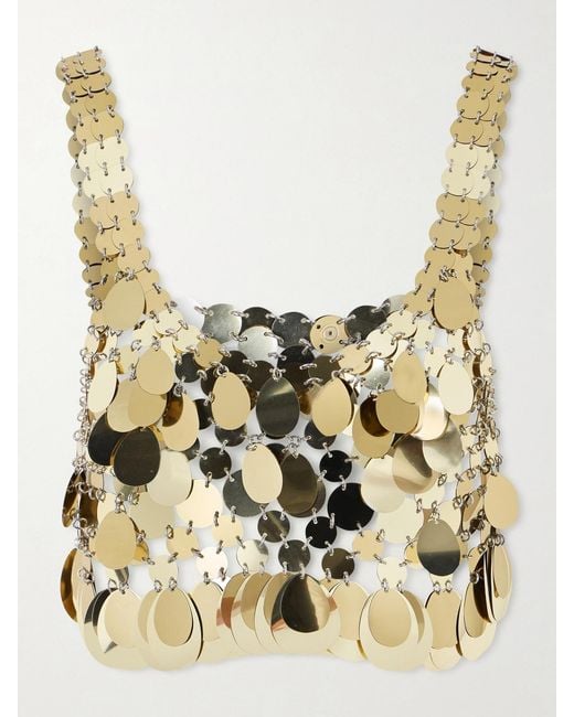 Rabanne Metallic Cropped Chainmail Top