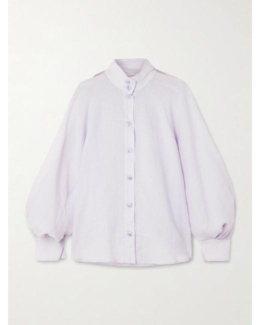 Zimmermann White Billow Ramie Blouse