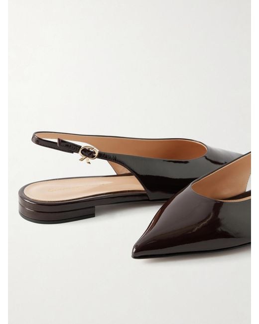 Gianvito Rossi Natural Robbie Polished-Leather Slingback Flats
