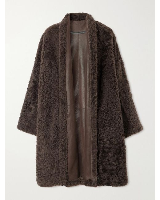 Tom Ford Brown Reversible Full-Grain Leather-Trimmed Shearling Coat