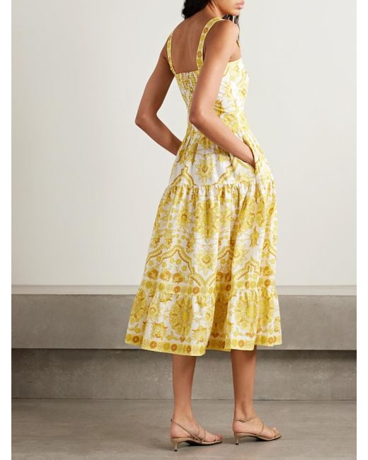 Cara Cara Yellow Margarita Midikleid Aus Baumwollpopeline Mit Blumenprint