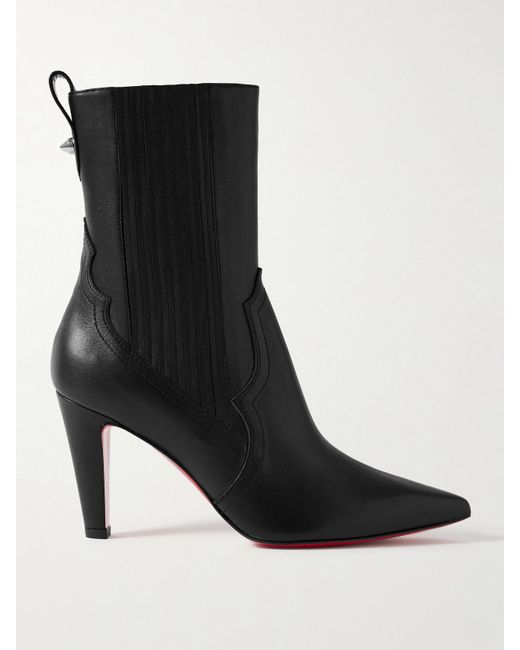 Christian Louboutin Black Santigag 85 Leather Ankle Boots