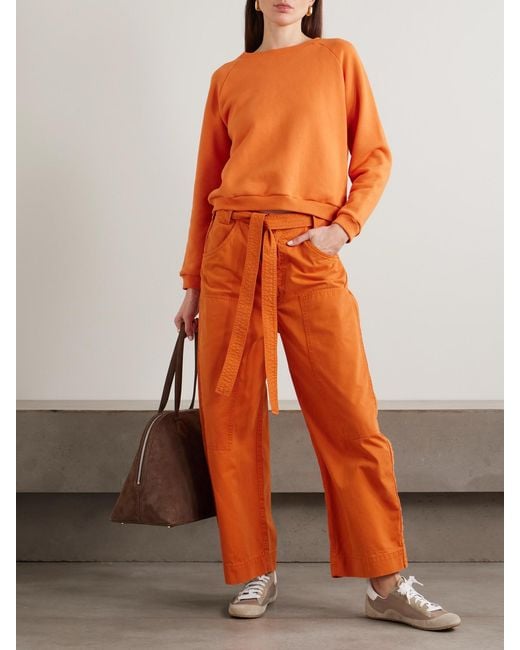 Jamie Haller Orange The Karate Cropped Belted Cotton-Twill Wide-Leg Pants