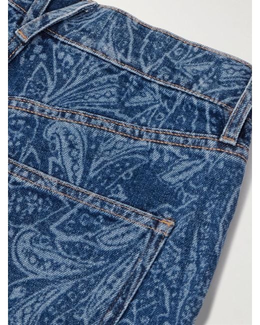 Veronica Beard Blue Taylor Paisley-Print High-Rise Wide-Leg Jeans
